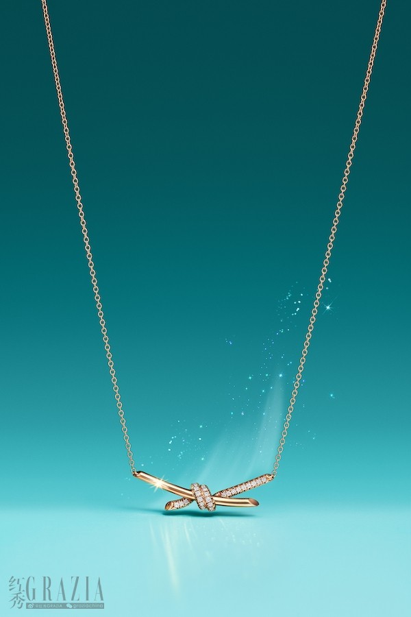 Tiffany & Co. 蒂芙尼Knot系列18K玫瑰金镶钻项链.jpg