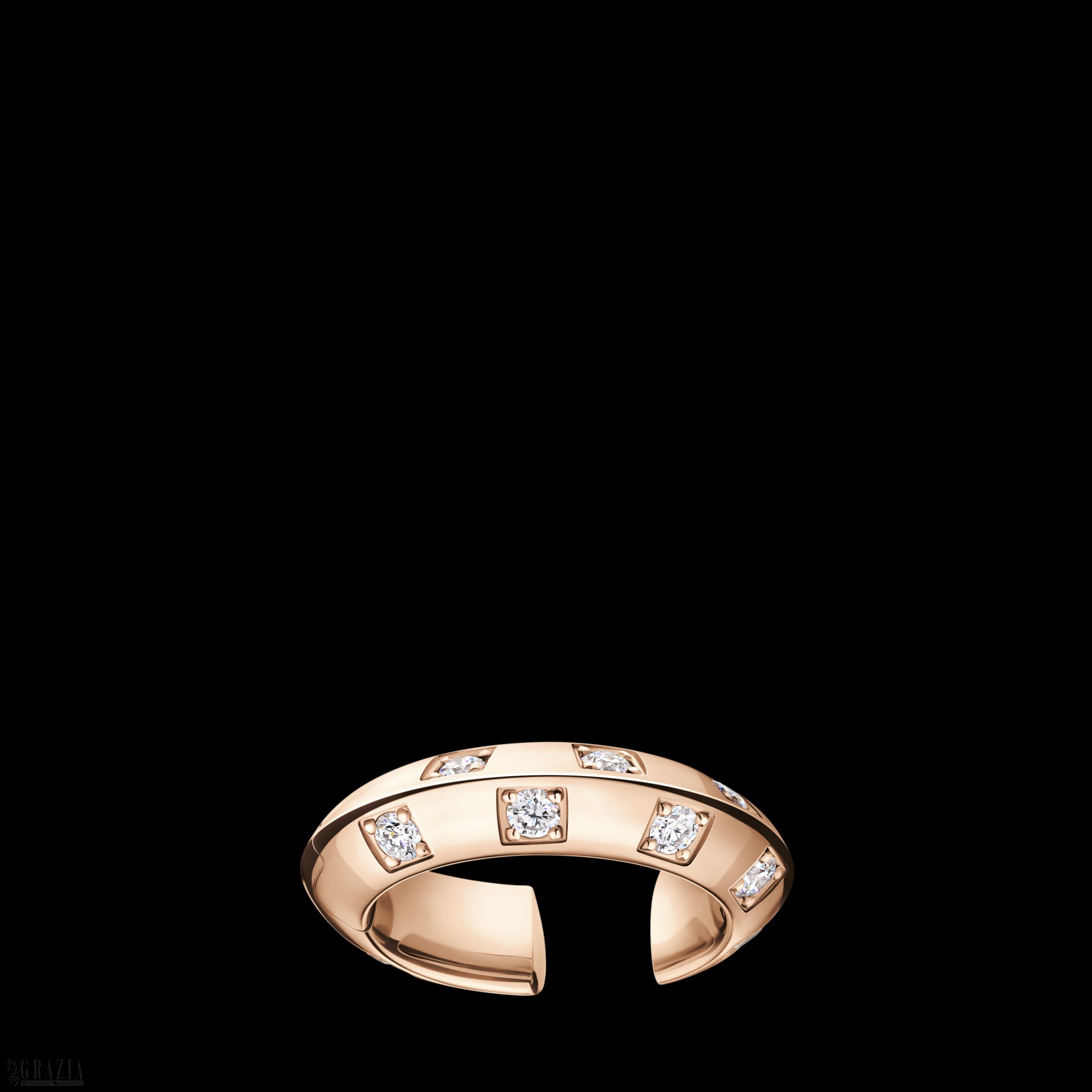 LE DAMIER DE LOUIS VUITTON EARCUFF, IN ROSE GOLD AND DIAMONDS. LOUIS VUITTON FINE JEWELRY.png
