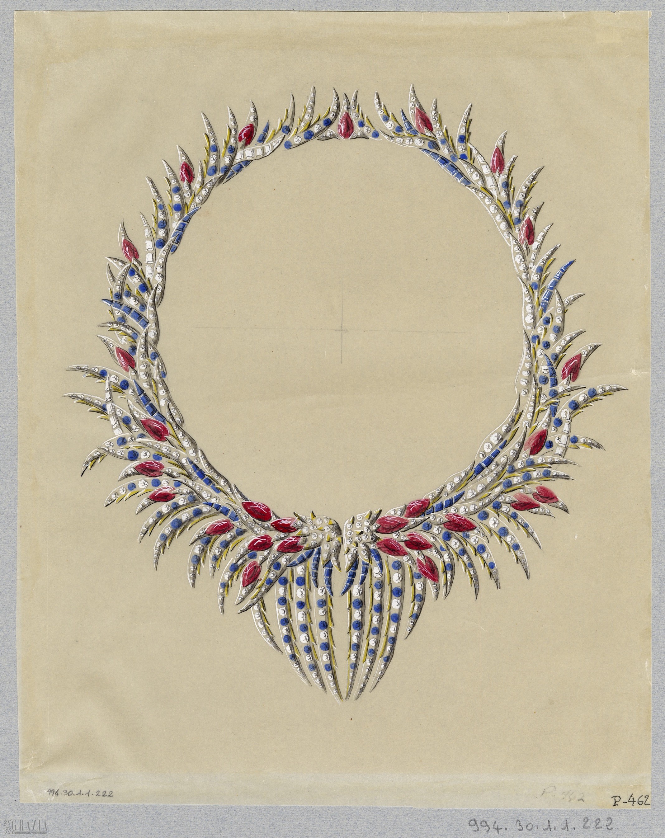 羽毛造型项链设计图稿，让·史隆伯杰，1960年，巴黎装饰艺术博物馆（MAD）馆藏.jpeg